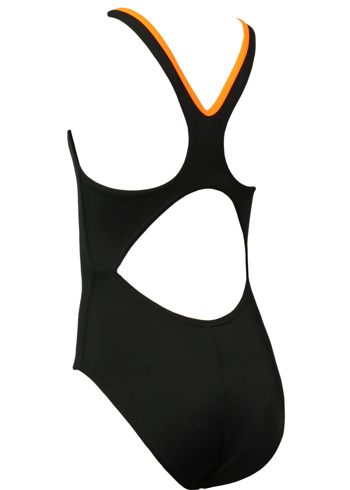 Aqua Sphere Bliss Girls Swimsuit - Black / Bright Orange Front