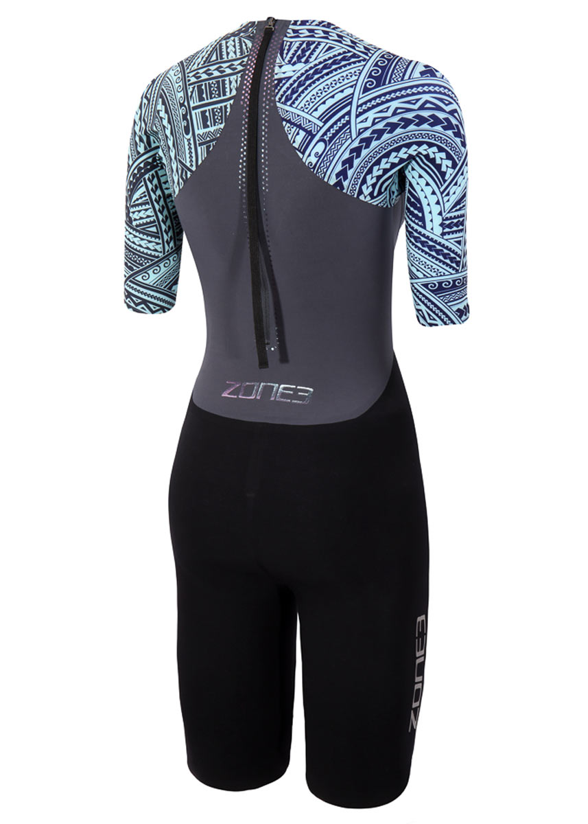 Zone3 Women's Kona-Target Short Sleeve Swim Skin - Grey / Green