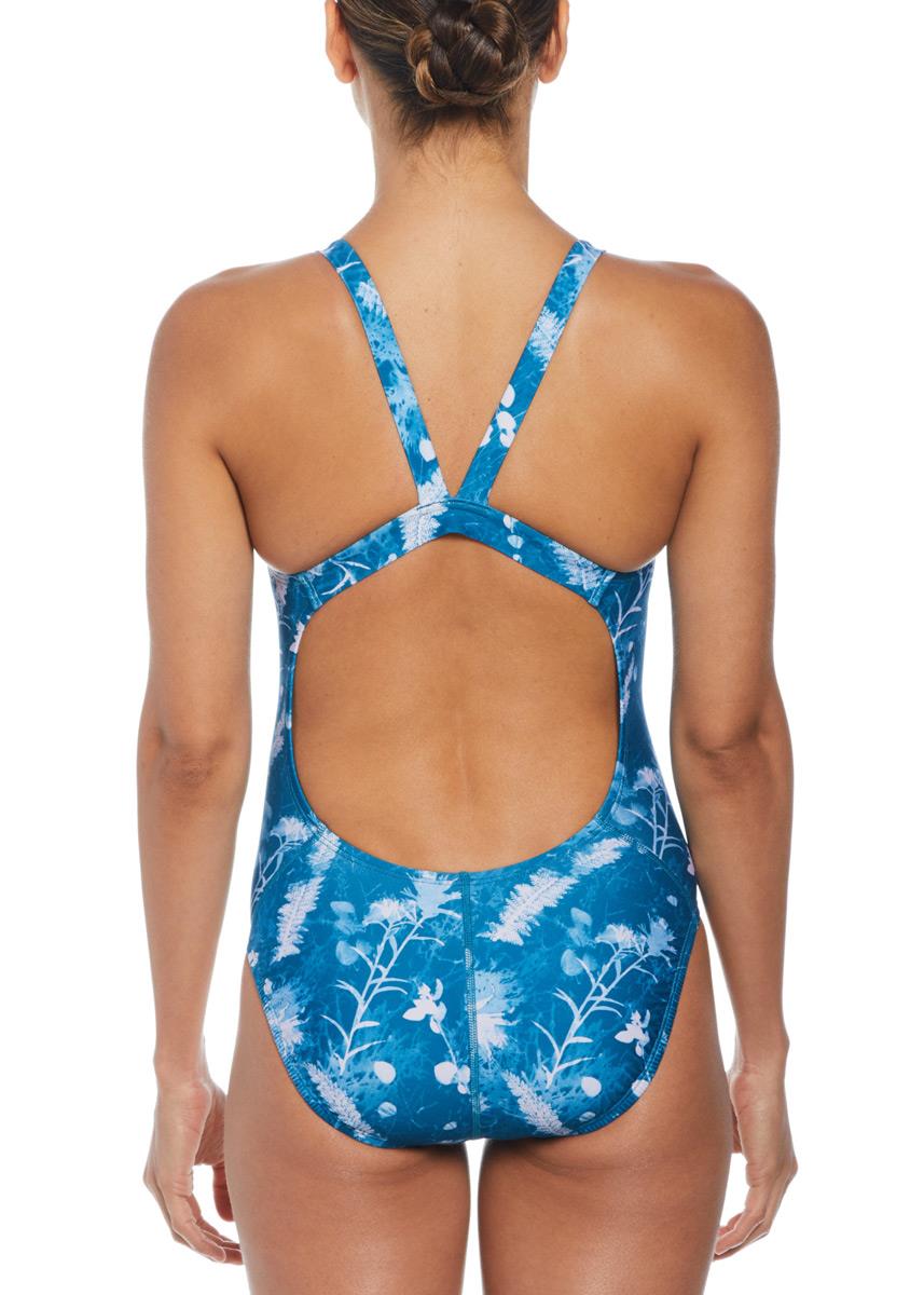 Nike Hydrastrong Multi Print Fastback One Piece Swimsuit - Mineral Teal