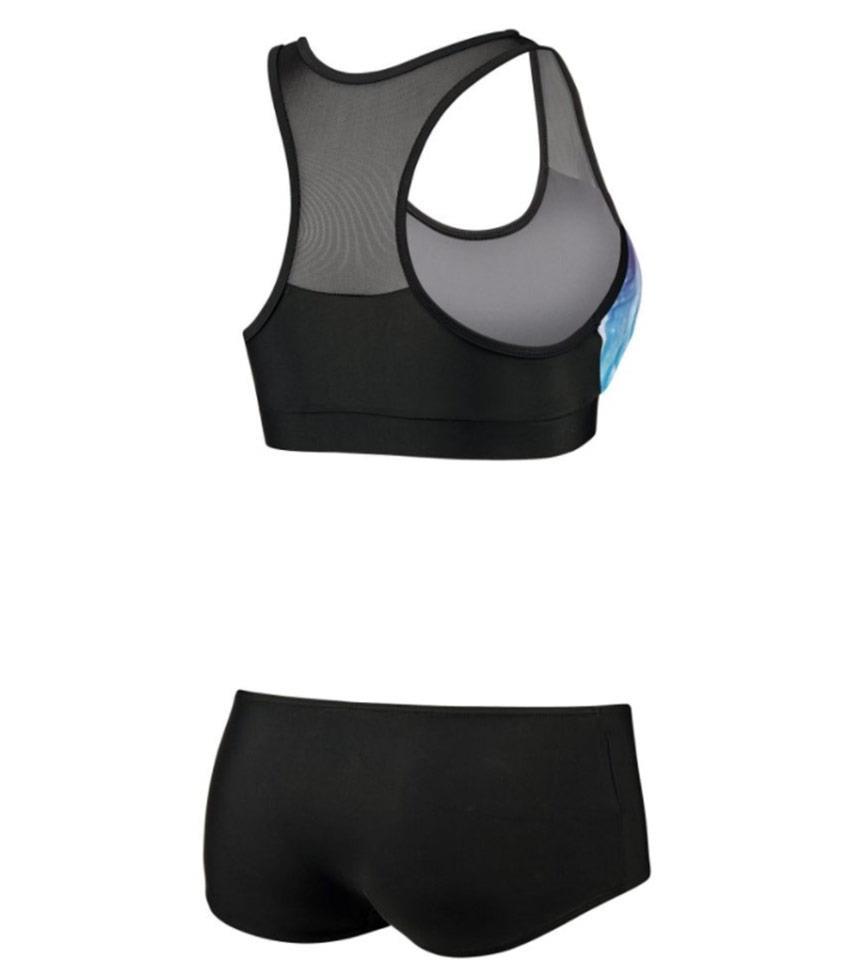 Beco Regular Fit Raceback Mesh Bikini - Black / Blue / Pink