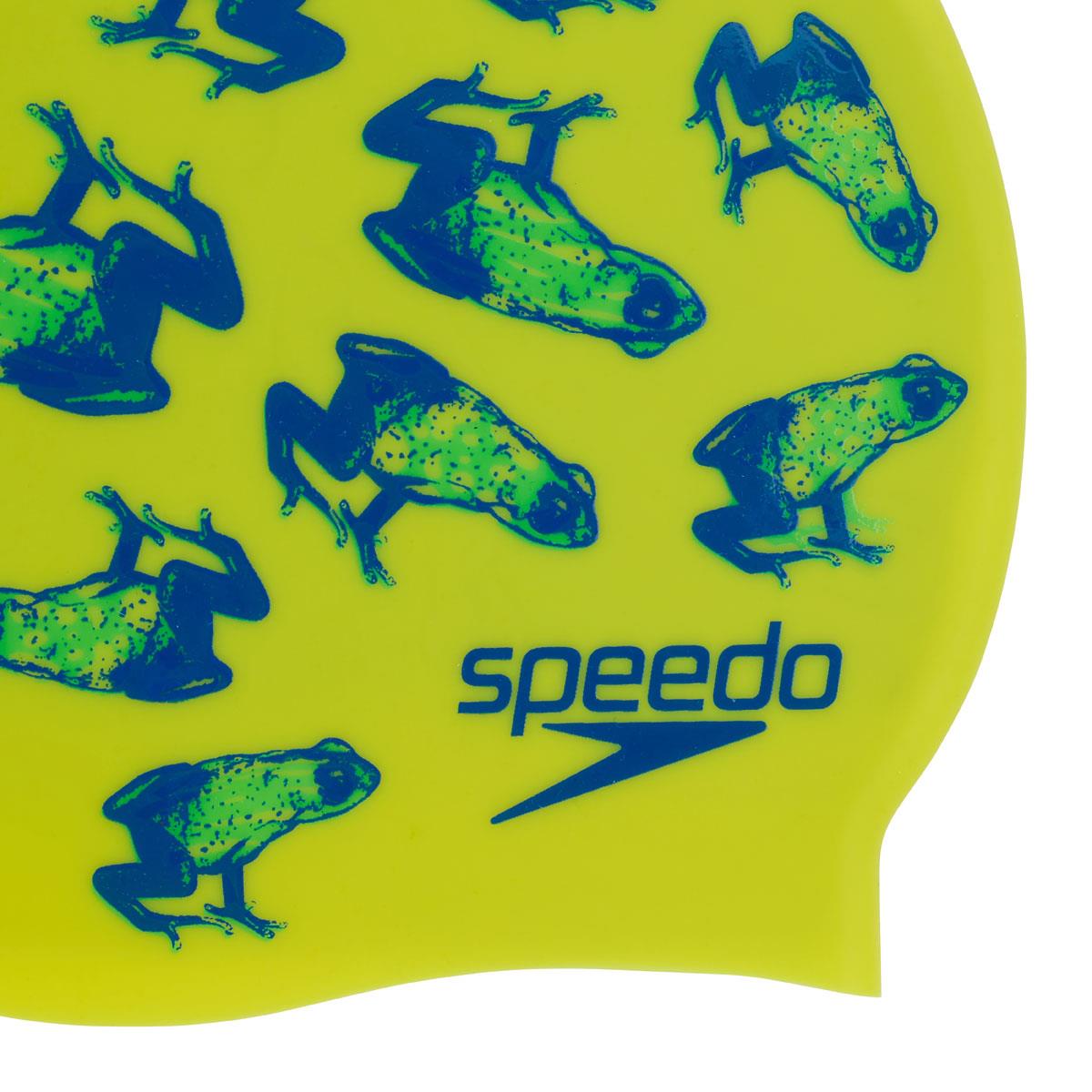 Speedo Junior Printed Silicone Cap - Fluo Yellow/ Beautiful Blue/ Neon Absinthe