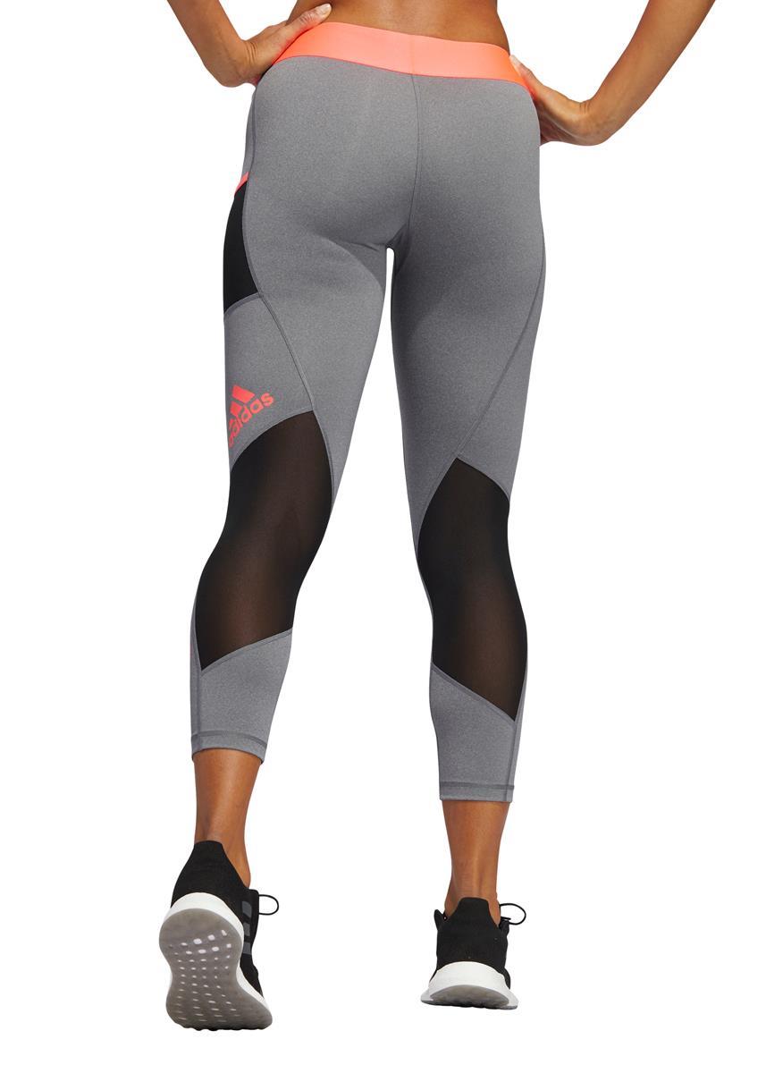 Adidas Womens Alphaskin 7/8 Leggings - Dark Grey Heather / Signal Pink / Coral