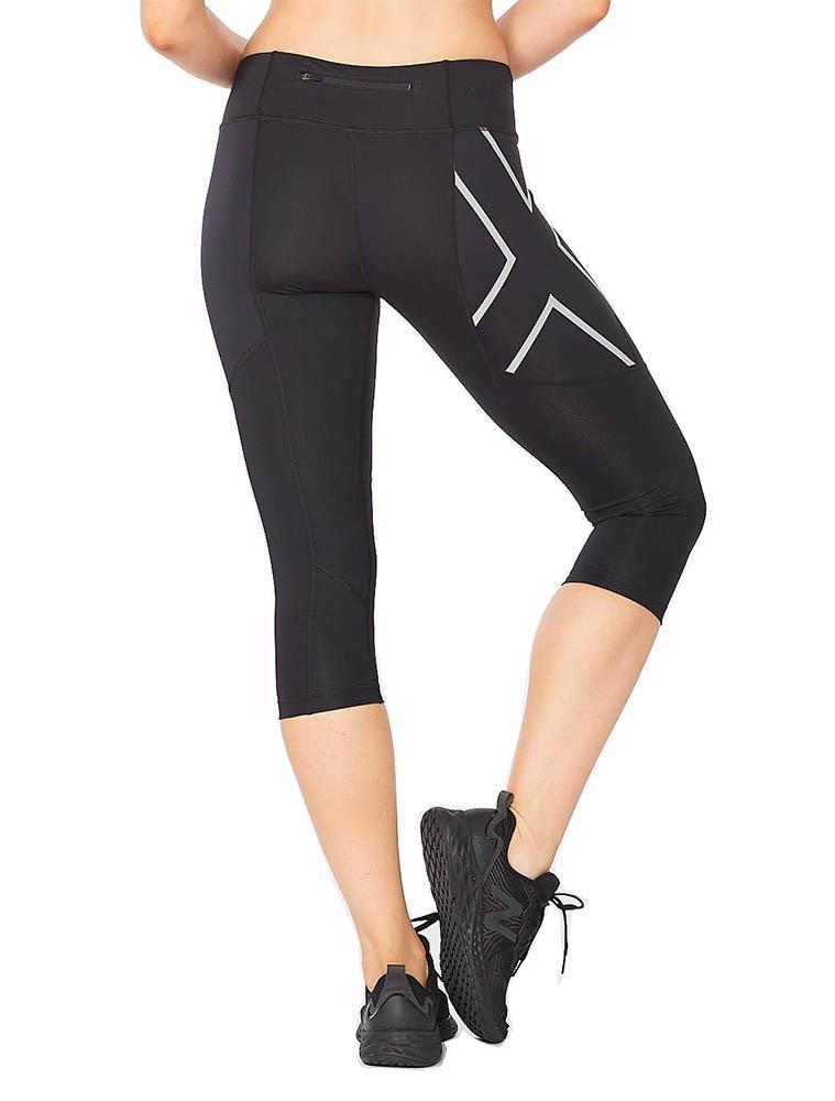 2XU Women's Aero Vent Mid-Rise Compression 3/4 Tights - Black / Silver Reflective