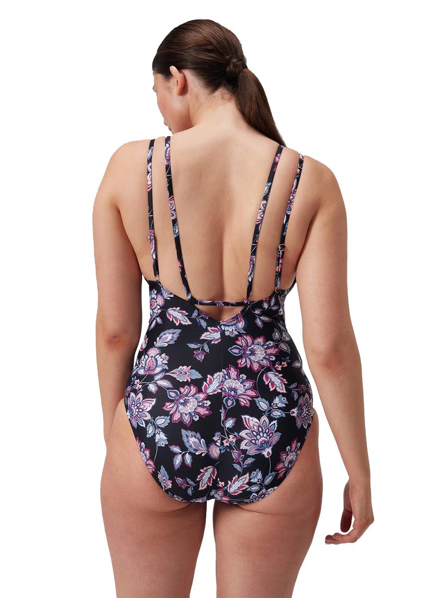  Speedo Women's Shaping Printed Strappy Swimsuit Black/Purple