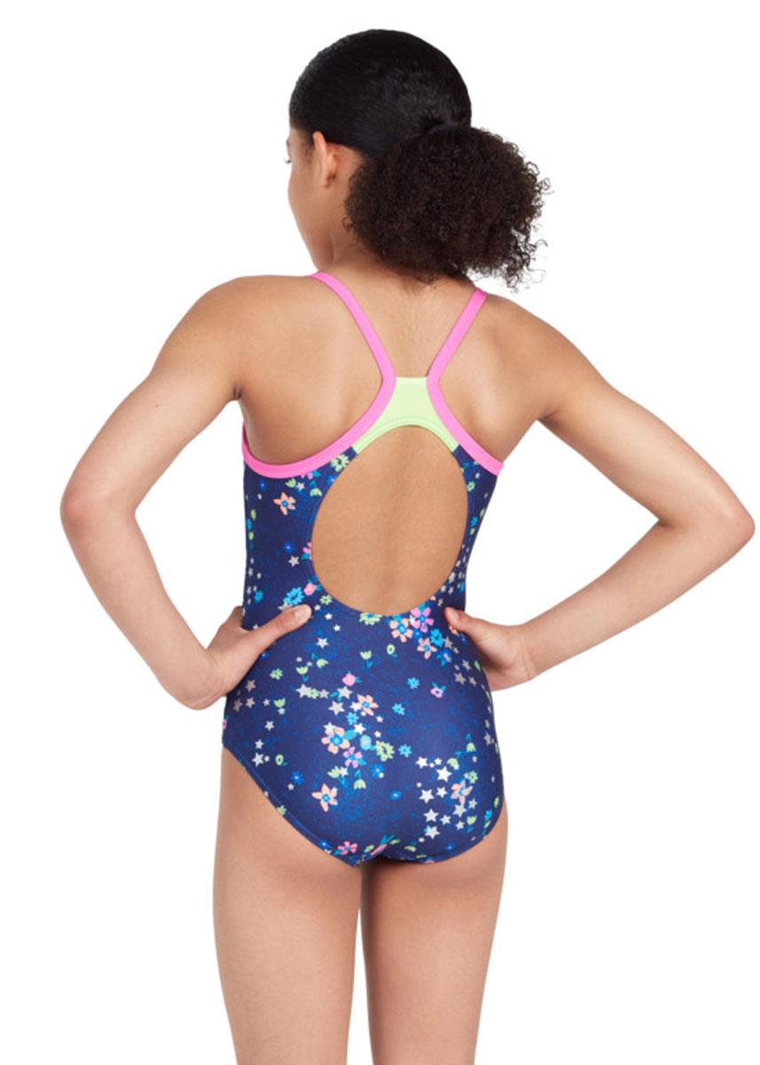 Zoggs Girls Strikeback Swimsuit - Cosmic Flower Print