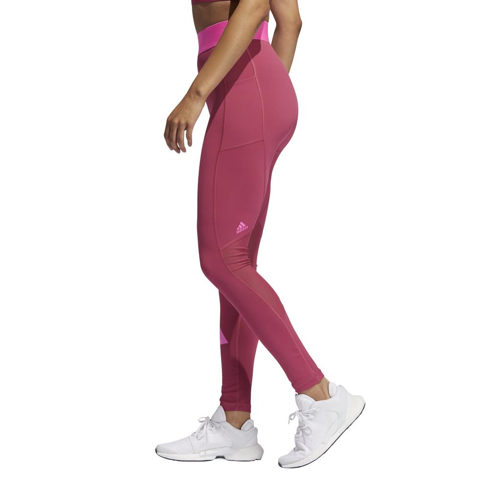 Adidas Women's Techfit Life Mid-rise Badge Of Sport Long Tights - Pink
