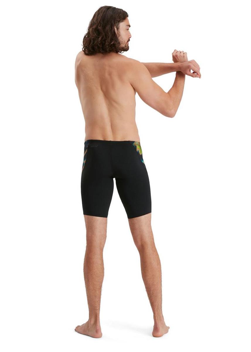 Speedo Men's Allover Digital V-Cut Jammer - Black/ Lime/ Salso/ Adriatic