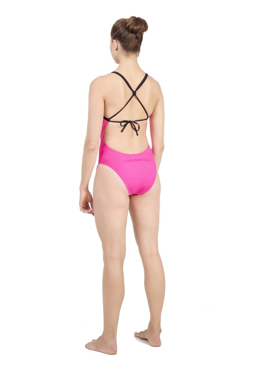 Aqua Sphere Essentials Tie Back Swimsuit - Bright Pink / Black
