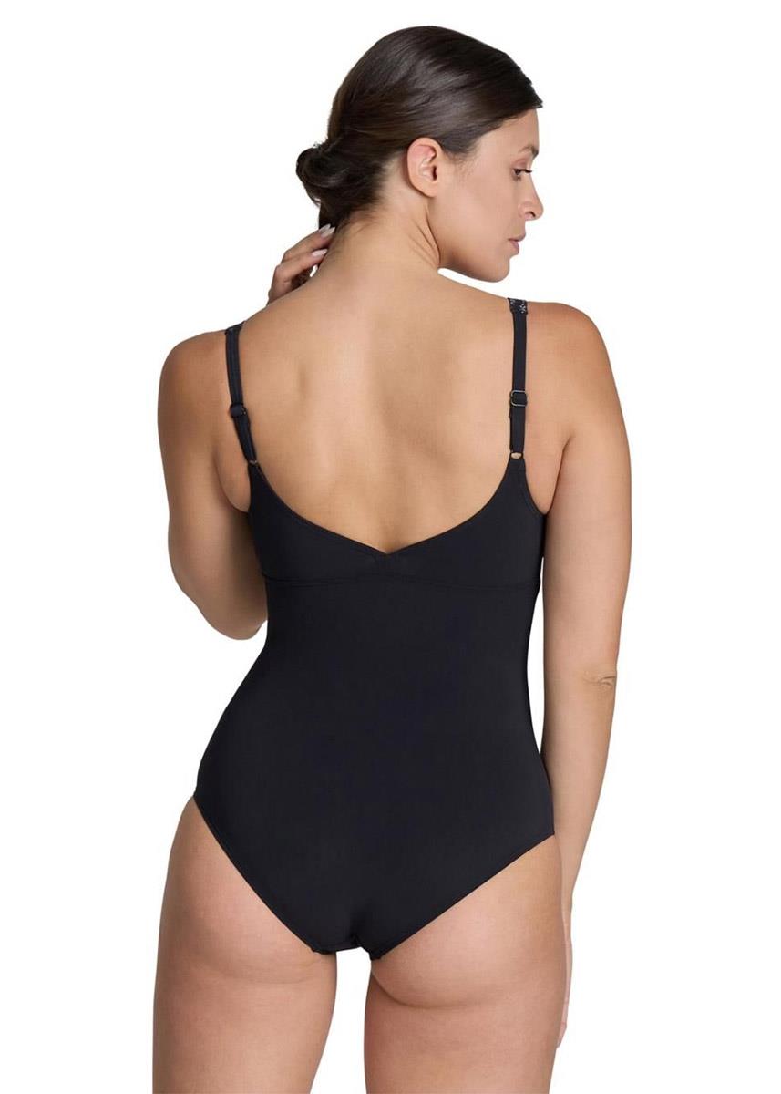 Arena Bodylift Laura Wing Back Swimsuit - Black/Silver/Multi