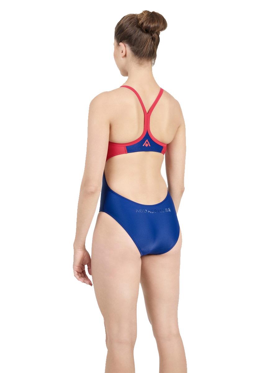 Aqua Sphere Essential Flyback Swimsuit - Navy Blue / Red 