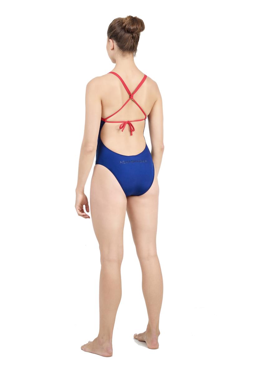 Aqua Sphere Essentials Tie Back Swimsuit - Navy Blue / Red