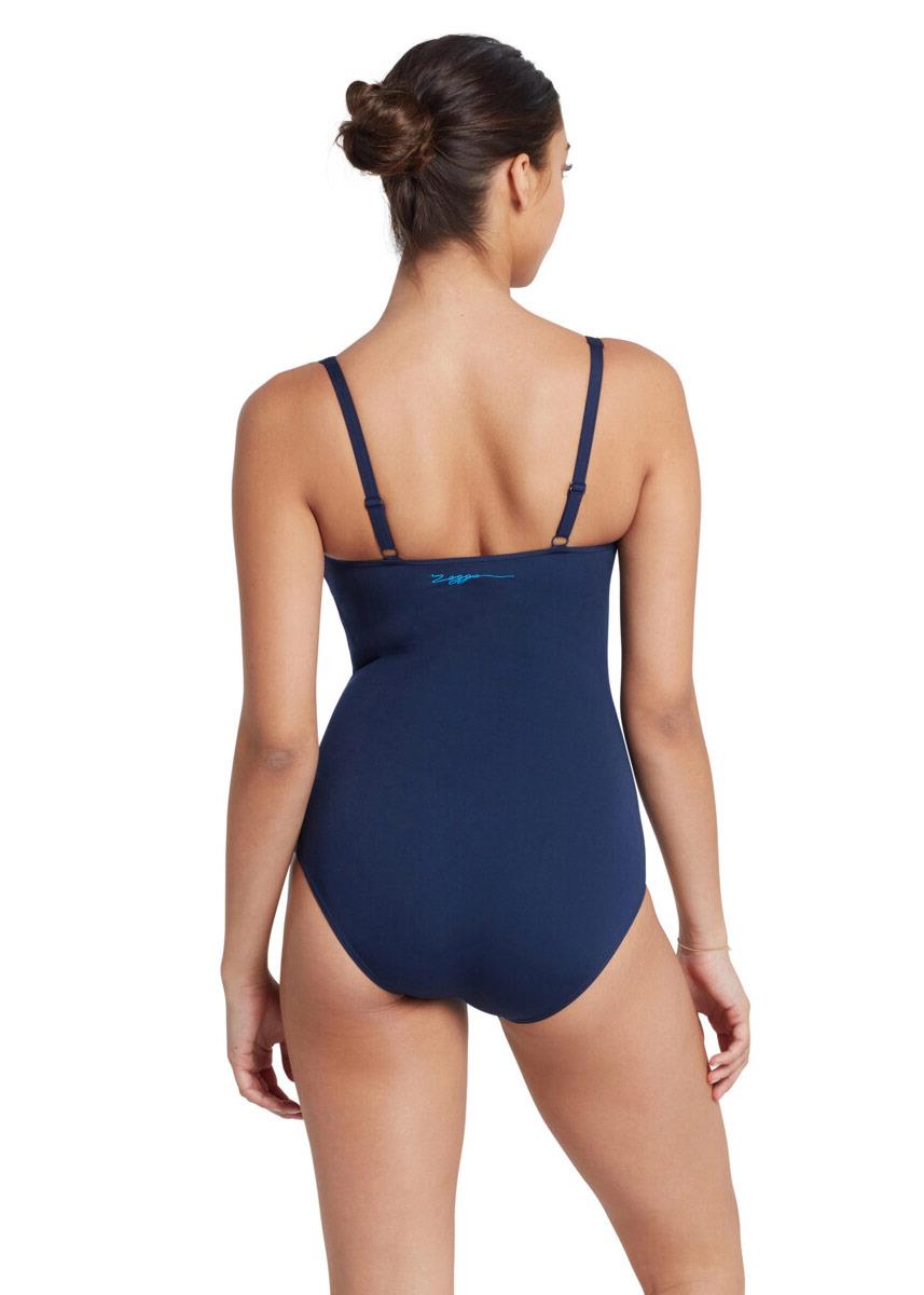 Zoggs Aqua Digital Ruched Front Swimsuit - Front view