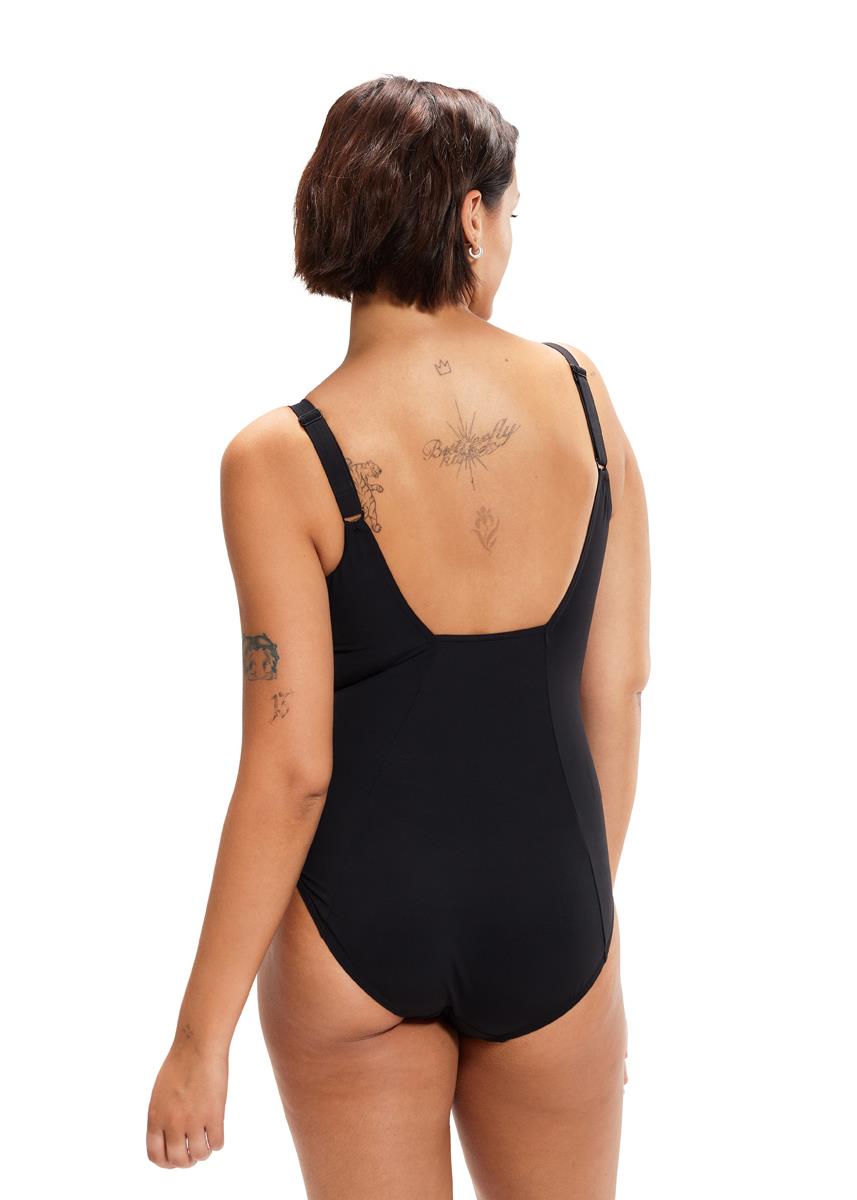  Speedo Shaping CrystalLux Printed Swimsuit Black/Cherry