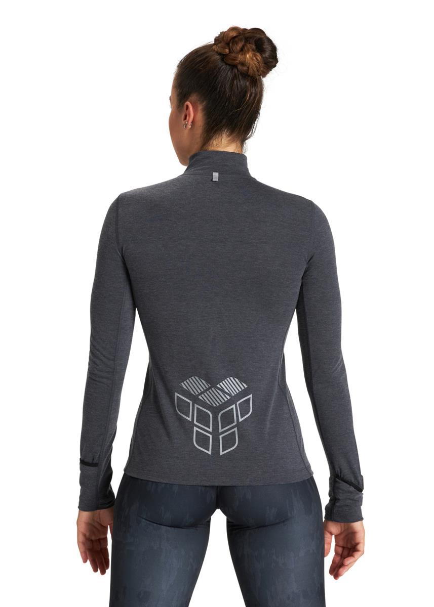 Arena Womens Thermal Half Zip Long Sleeve - Black/Melange/Silver