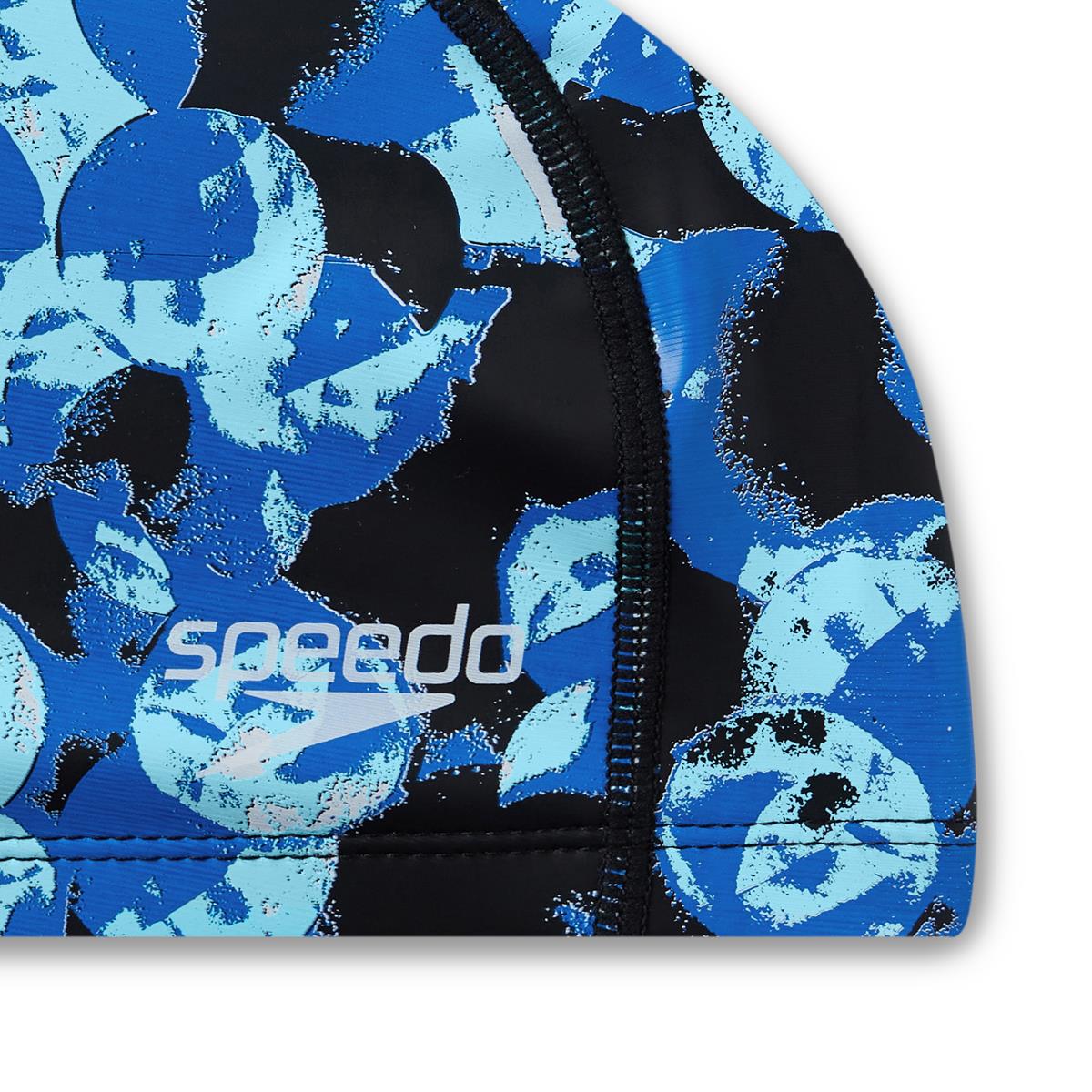 Speedo Junior Printed Pace Cap - Black/ Ercurial Blue/ Beautiful Blue/ White