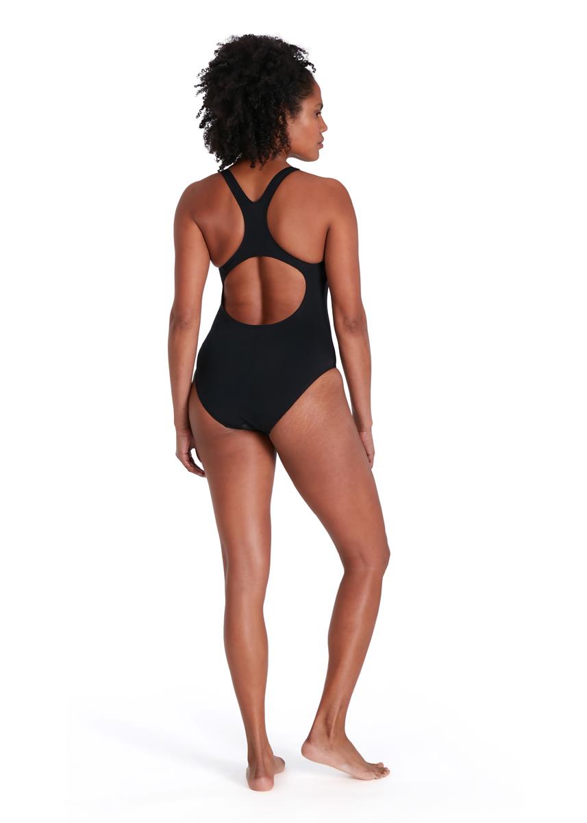 Speedo Digital Placement Medalist Swimsuit - Black/ Papaya Punch/ Magenta 