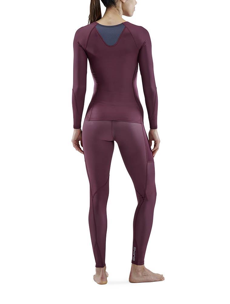 SKINS Series-3 Womens Long Sleeve Top - Burgundy