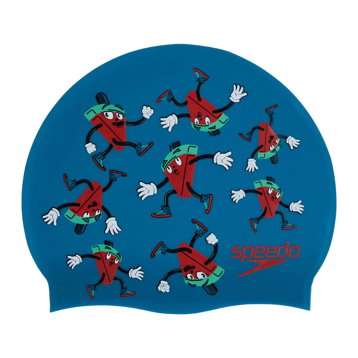 Speedo Junior Printed Silicone Cap - Nordic Teal/ Water Melon/ Fake Green