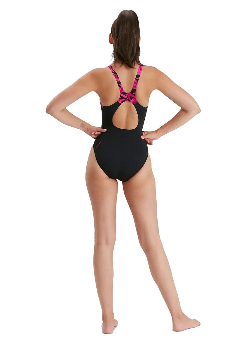 Speedo Womens Hyperboom Splice Muscleback Swimsuit - Black/Pink