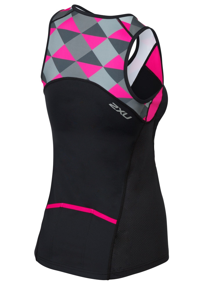 2XU Women's Active Tri Singlet Black / Pink